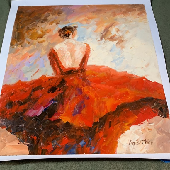 Beautiful woman original oil painting. Painting 21 x 24.5. Canvas 23.25 x 27 - Picture 5 of 8